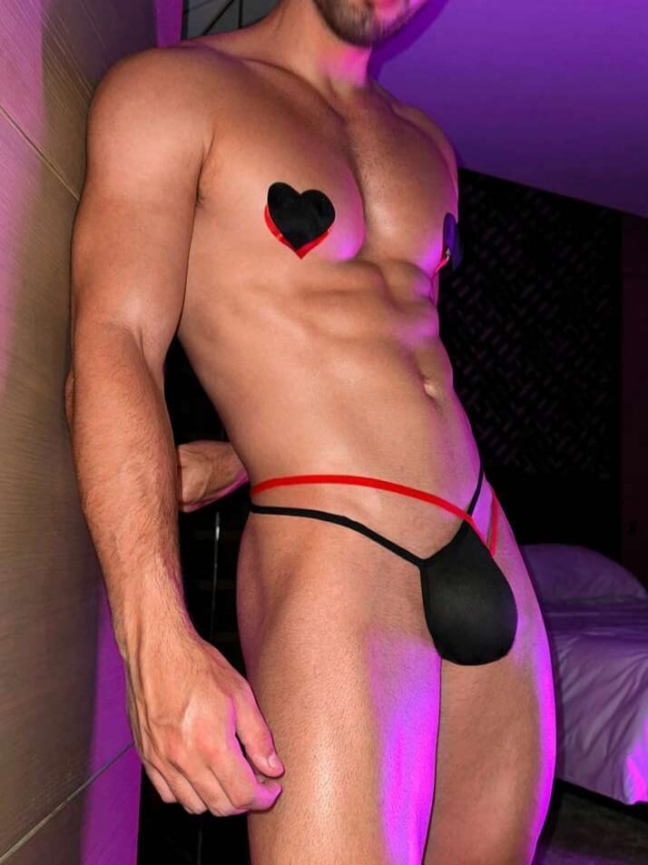 Midnight Cross-Strap Mesh Thong